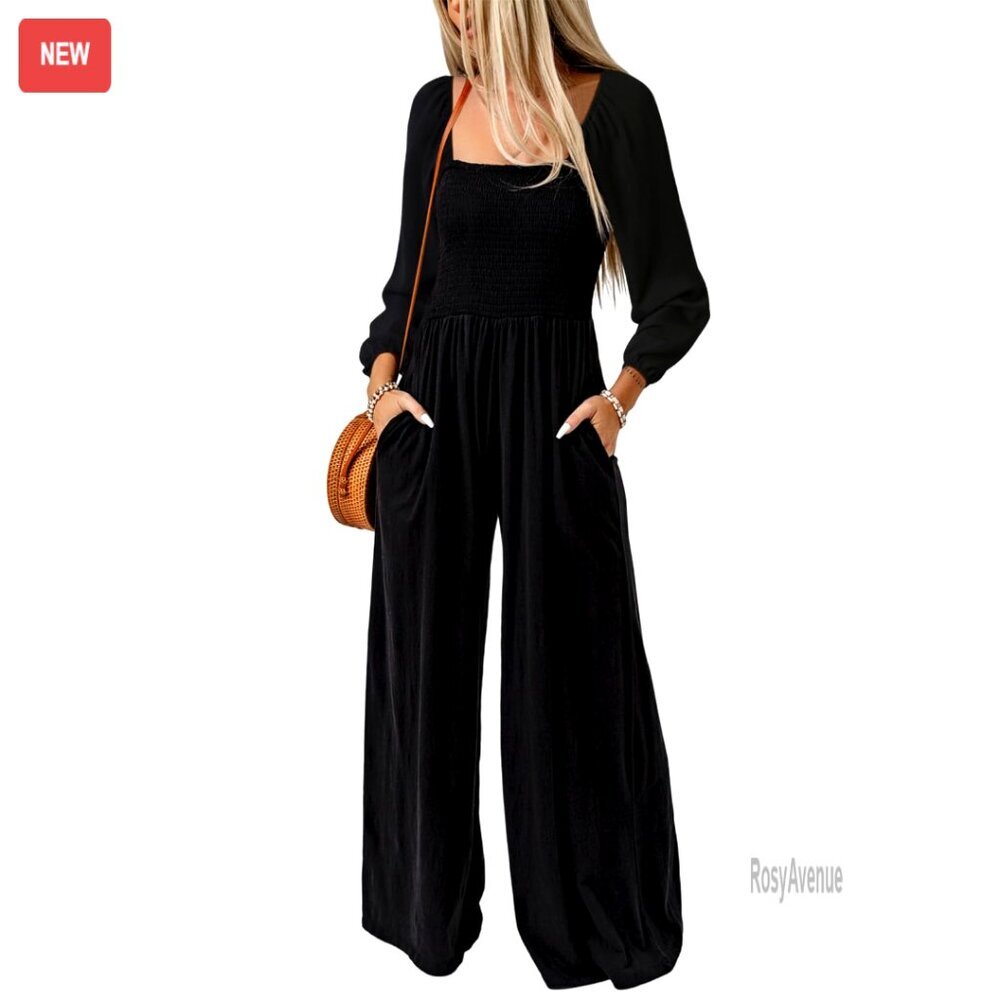 Women's Sleeveless Wide Leg Jumpsuit with Pockets Casual Loose Fit